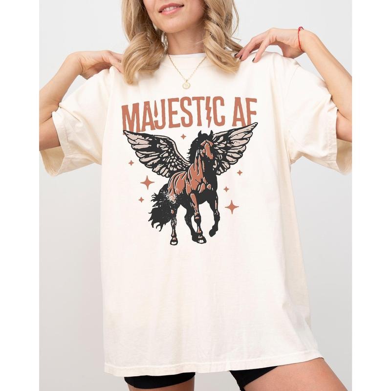 Majestic AF Unicorn Winged Horse Retro Funny Humorous Comfort Color T-Shirts, Hoodie, Sweatshirt