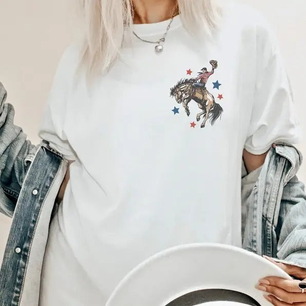 Make America Cowboy Again Shirt, Bucking Bronco, July 4th Tee, America Shirt, Patriotic Shirt, Cowboy Shirt, Western...