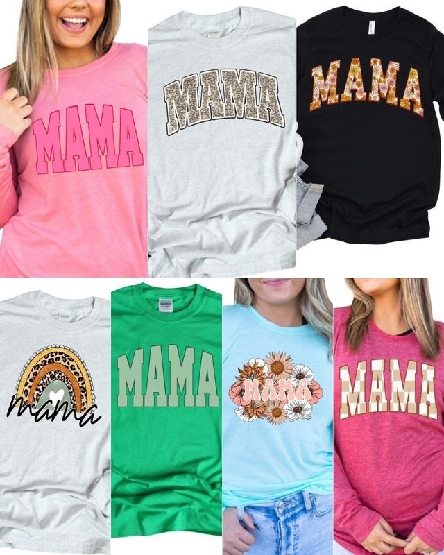 Make Mama's Day Long Sleeve Fun Women's Wear Cute Shirts Graphic Tees All Seasons Cotton Fit Tshirt Top Mum Print Summer...