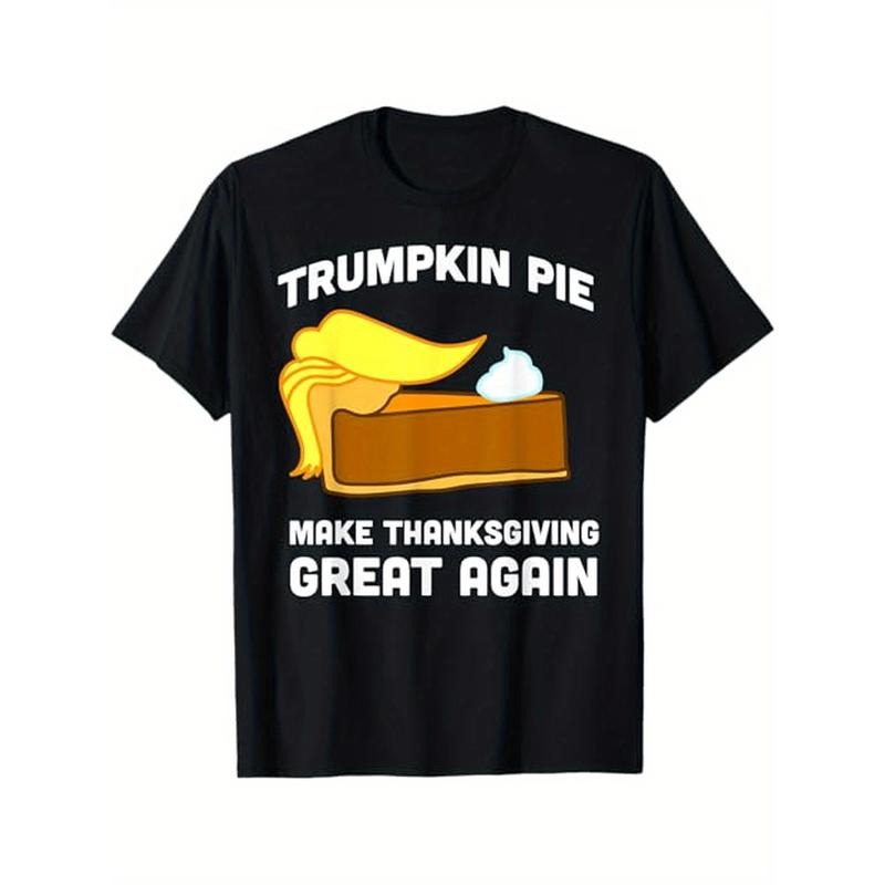Make Thanksgiving Great Again" Funny Trump T-Shirt - Perfect Gift for Men & Women, Cotton, Crew Neck, Short Sleeve