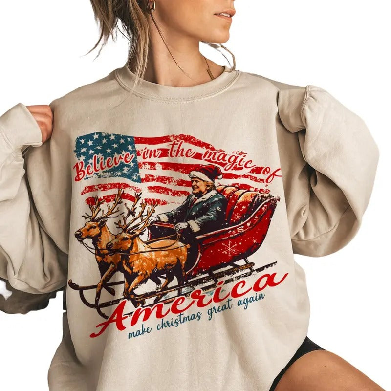 Make a christmas great again Trummmp Christmas Sweatshirt, Christmas Santa Trummp Shirt Gift Hoodie | PrintMintTees.com