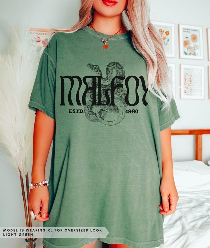 Malfoy Shirt Serpent Tshirt Green House Booktok Oversized T Shirt Potter Dracotok Universal Vacation HP Shirt Bookish...