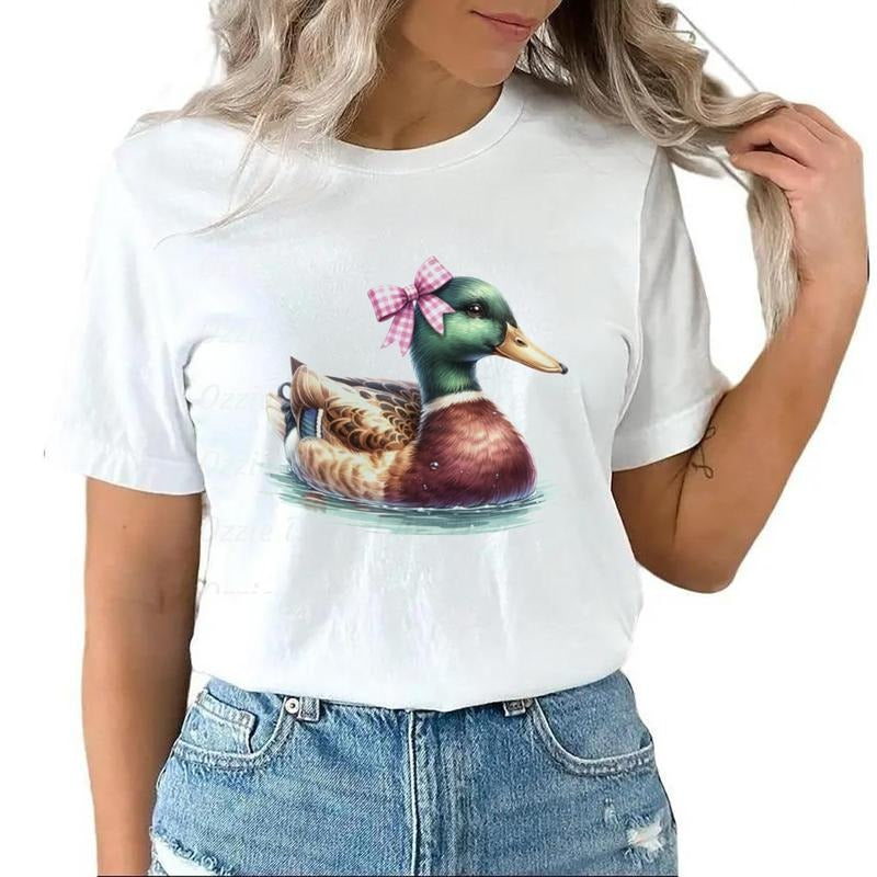 Mallard Duck T-shirt Coquette Bow Hunting Western T-Shirt Sweatshirt Unisex Hoodie Cotton Top | PrintMintTees.com