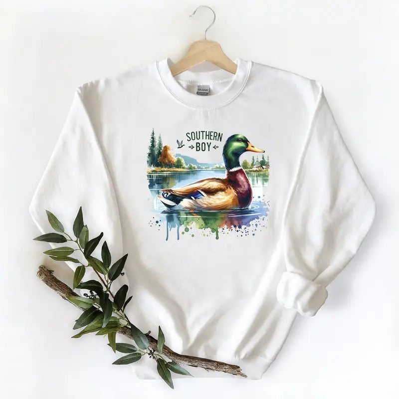 Mallard Duck Western Southern Boy Hunting Sweatshirt, hoodie, Tshirt Unisex Cotton Fabric | PrintMintTees.com