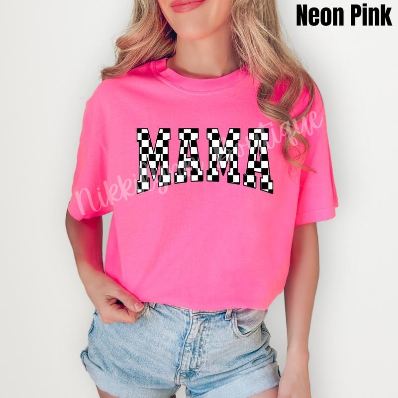Mama Black Checker Comfort Colors T-Shirt 'NLB' Hoodie, Sweatshirt | PrintMintTees.com