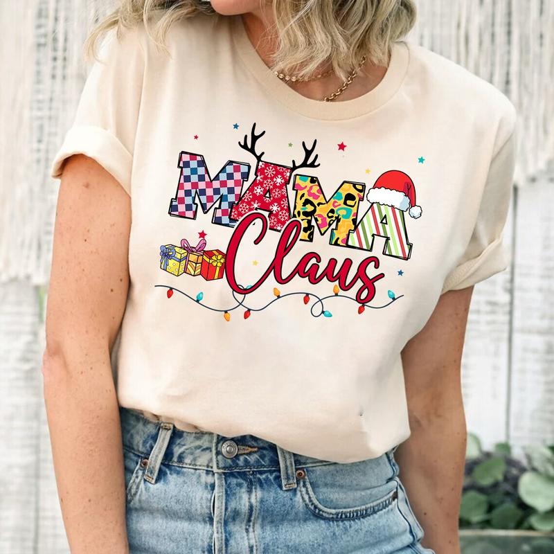 Mama Claus Mama Shirt Mom Mom Santa Cute Shirt New Year Tree Family T-Shirts, Hoodie, Sweatshirt