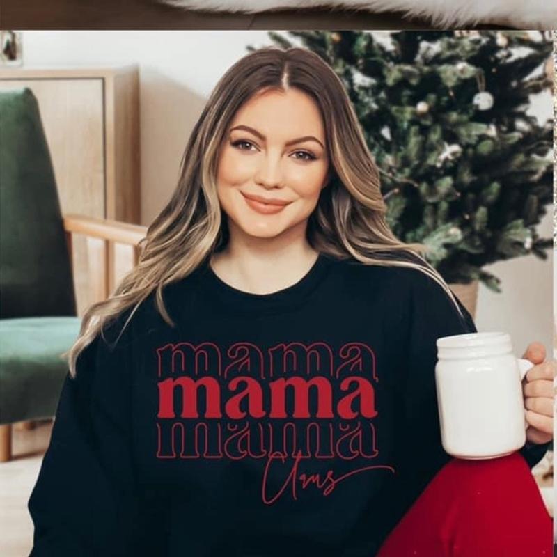 Mama Claus Crewneck Sweatshirt Casual Womenswear T-Shirts, Hoodie | PrintMintTees.com