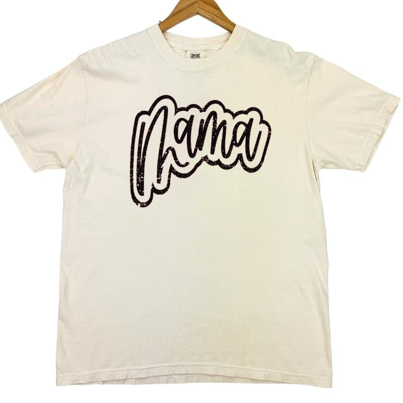 Mama Cursive Distressed Comfort Colors T-Shirt Hoodie Sweatshirt | PrintMintTees.com