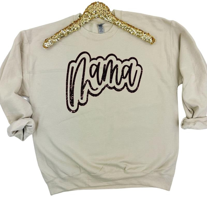 Mama Cursive Distressed Gildan SAND T-Shirts, Hoodie, Sweatshirt