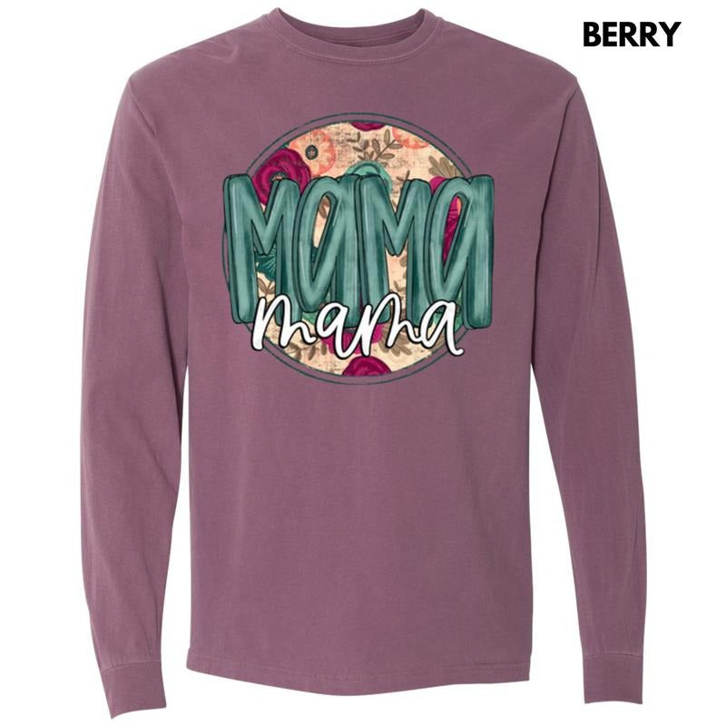 Mama Dark Floral Long Sleeve Comfort Colors T-Shirt Hoodie Sweatshirt | PrintMintTees.com