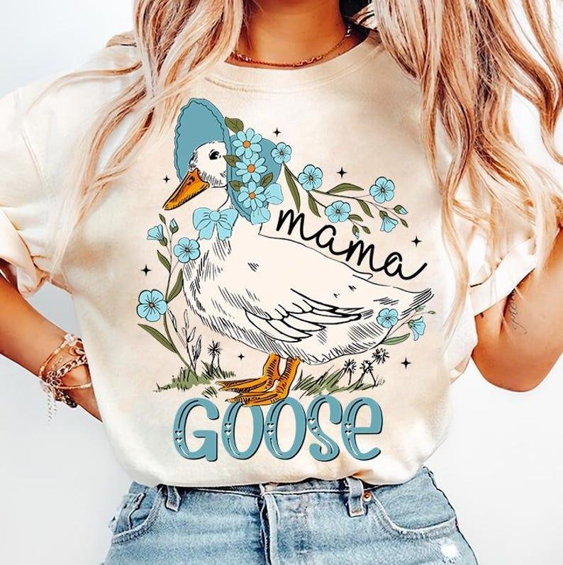 Mama Goose tshirt, Floral Mama sweatshirt, Coquette Mama tshirt, Mama Sublimation, Vintage mama sweatshirt, Goose Lover...