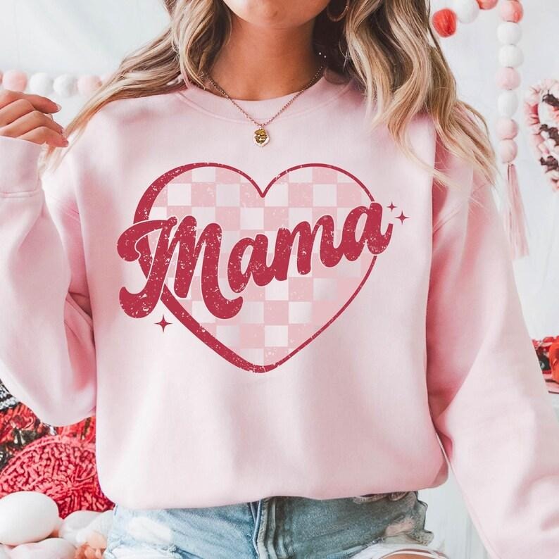 Mama Heart Mama Valentines Day Sweatshirt Mom Shirt,Gift for Mom Hoodie | PrintMintTees.com