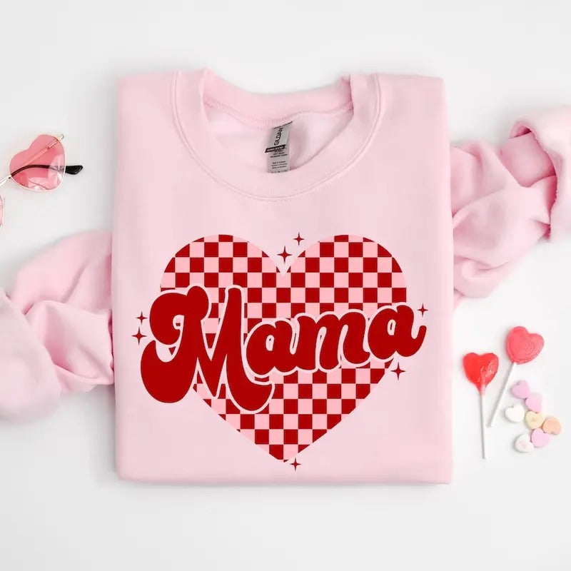 Mama Heart Sweatshirt Mama Valentine Shirt, Mama Love Cute Valentines Sweatshirt Hoodie | PrintMintTees.com