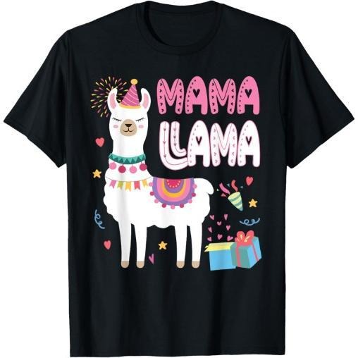 Mama Llama Mom Of The Birthday Llama Birthday Theme T-Shirt Made in USA Hoodie Sweatshirt | PrintMintTees.com