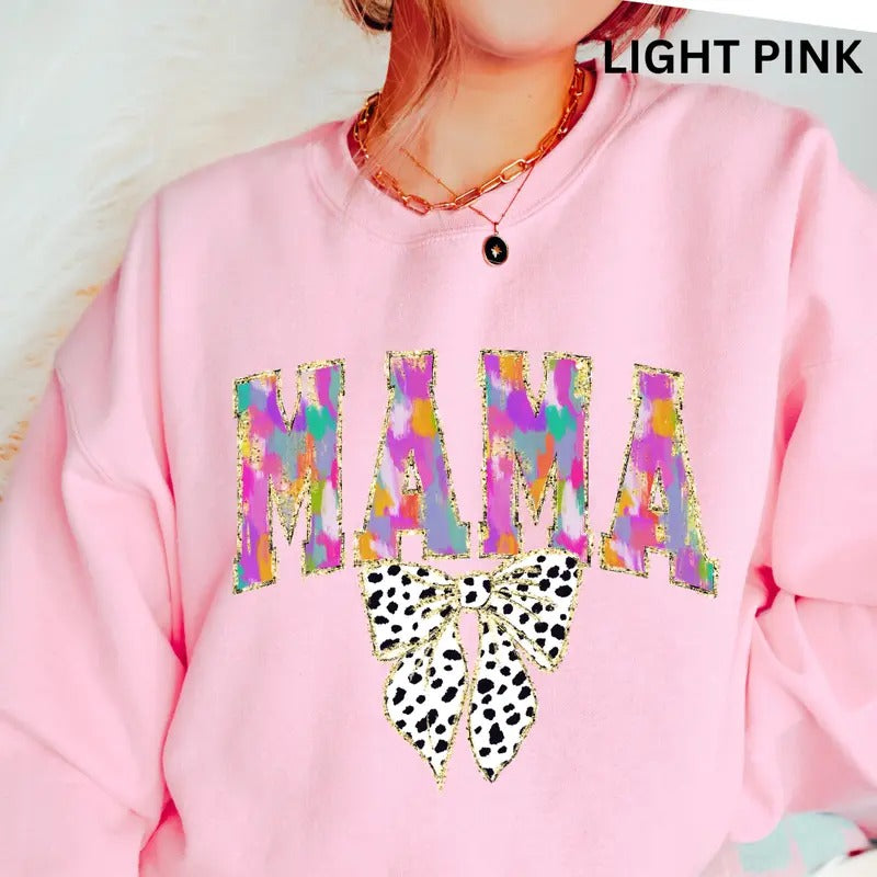 Mama Sweatshirt, Brush Stroke Mama #1 Winter Graphic Sweatshirt Casual Cotton Polyester Oversized sweatshirt