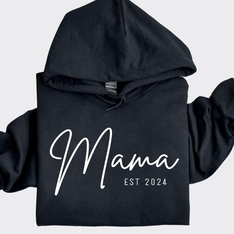 Mama Sweatshirt, Gift for Mom, Mother's Day gift, Mama Est. Sweatshirt, Casual Cotton Sweatshirt Unisex True to Size,...
