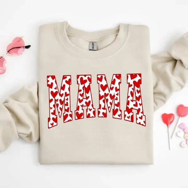 Mama Sweatshirt, Valentines Day Shirt, Mama Valentine Shirt, Valentine Sweatshirt Hoodie | PrintMintTees.com