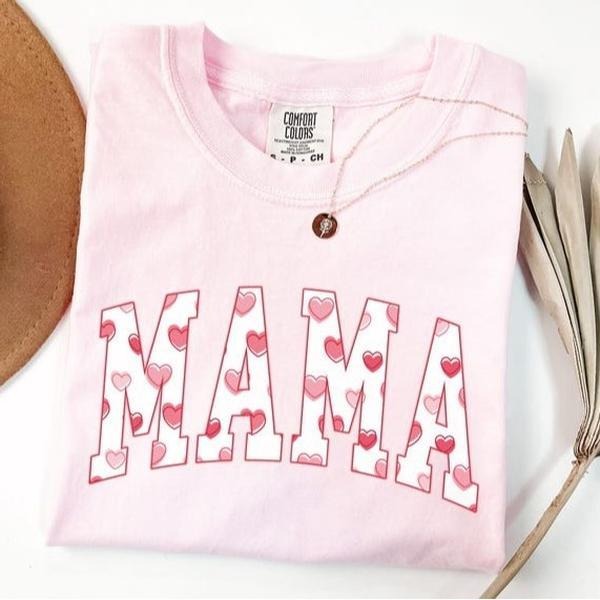 Mama Valentine Comfort Colors Shirt, Valentine Mom Shirt, Mama Heart Shirt, Mama Valentines Day Crewneck, First Time Mom...