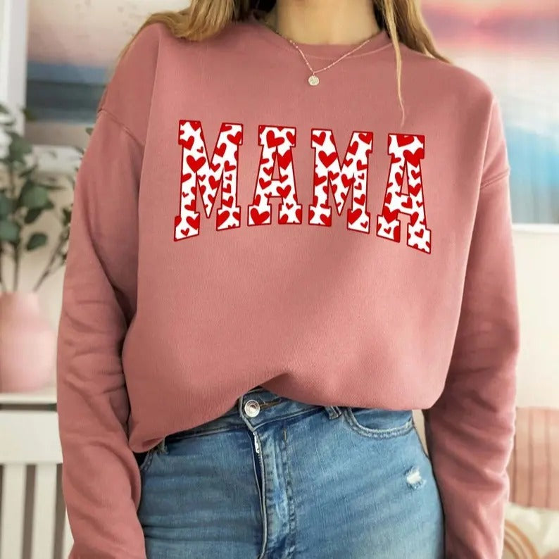 Mama Valentines Heart Valentines Day sweatshirt,Valentines Day Shirts For Woman,Latte Valentine Shirt,Valentines Day...