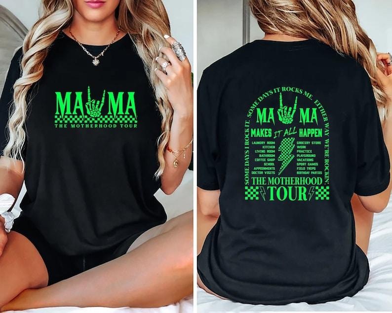 Mama rock shirt, mom life tee, rock and roll, motherhood world , music lover tee, tired as a mother green  T-shirt,...