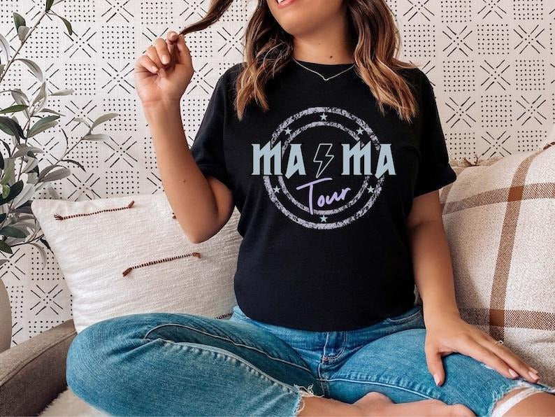 Mama rock tour shirt, mom life, concert tee, rock and roll, motherhood world tour, music lover tee, tired as a mother,...