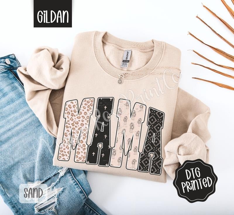 Mama tiger Sweatshirt, Trendy Women's Crewneck T-Shirts, Hoodie | PrintMintTees.com