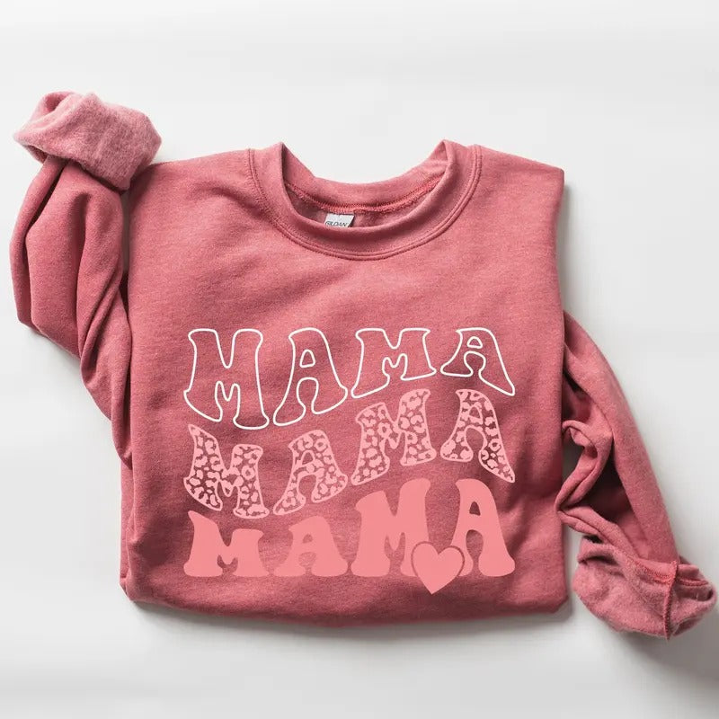 Mama, Leopard, Heart, Mom, Mother's Day Gift Sweatshirt T-Shirts, Hoodie | PrintMintTees.com