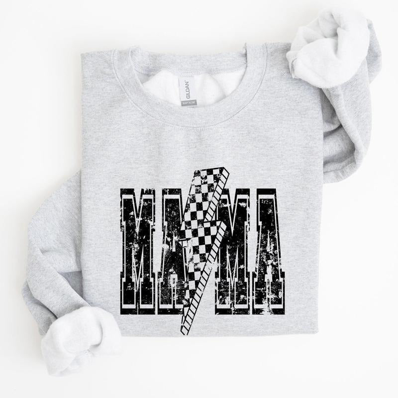Mama, Lightning Bolt, Mother's Day, Motherhood Sweatshirt, Women's Crew Neck, Crewneck T-Shirts, Hoodie | PrintMintTees.com