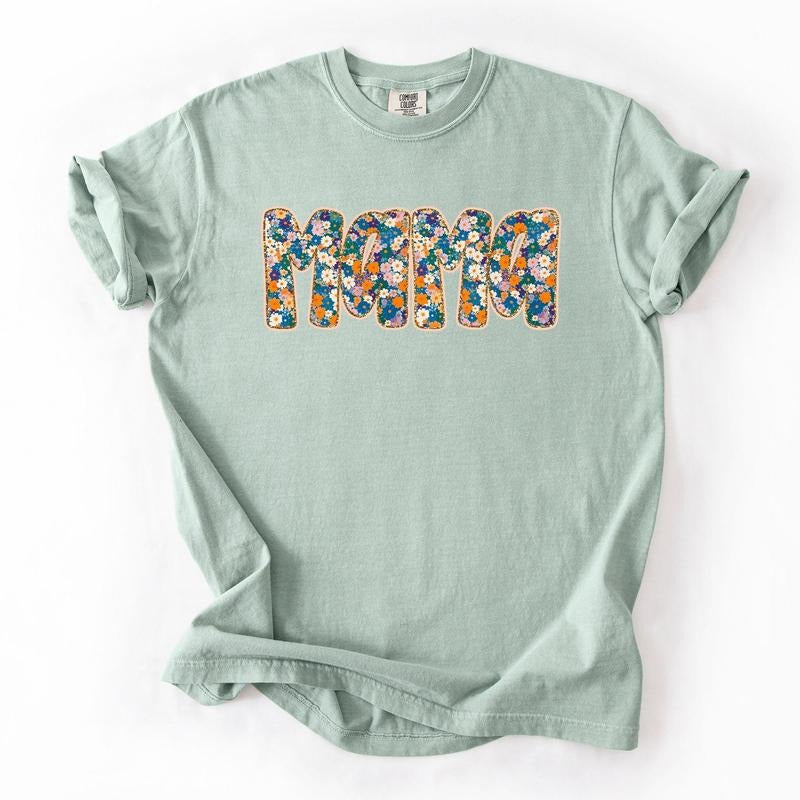 Mama, Mother's Day, Floral, Flowers, Bright Tshirt, Women's Comfort Colors Tee Hoodie, Sweatshirt | PrintMintTees.com