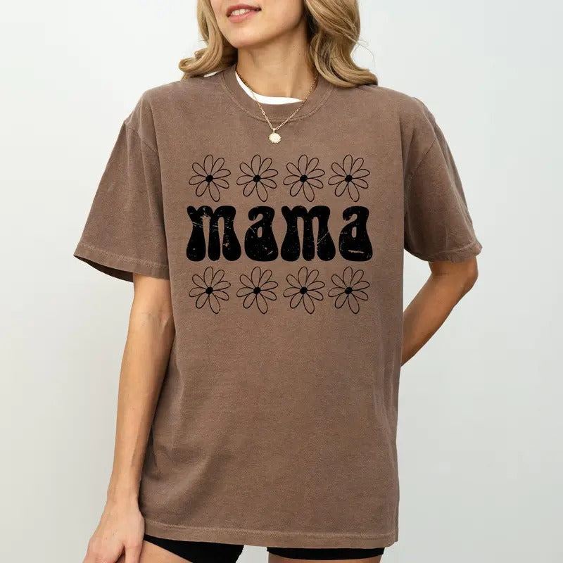 Mama Retro Daisy 70s Flowers Mother Mom Shirt Comfort Color Shirt Hoodie Sweatshirt