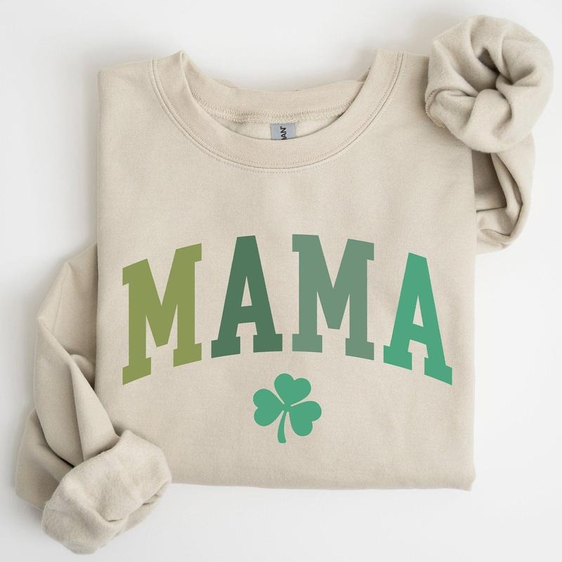 Mama, Shamrock, Collegiate, St Patrick's Day Sweatshirt T-Shirts, Hoodie | PrintMintTees.com