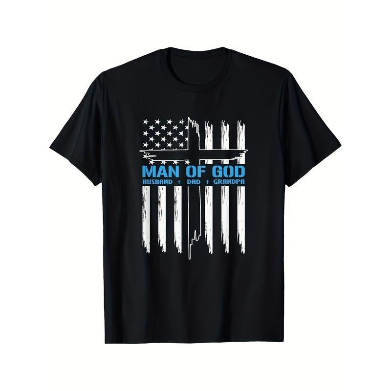 Man Of God Cross American Flag Jesus Christian Tee T-Shirt, Men's T-Shirt made in usa Hoodie Sweatshirt | PrintMintTees.com