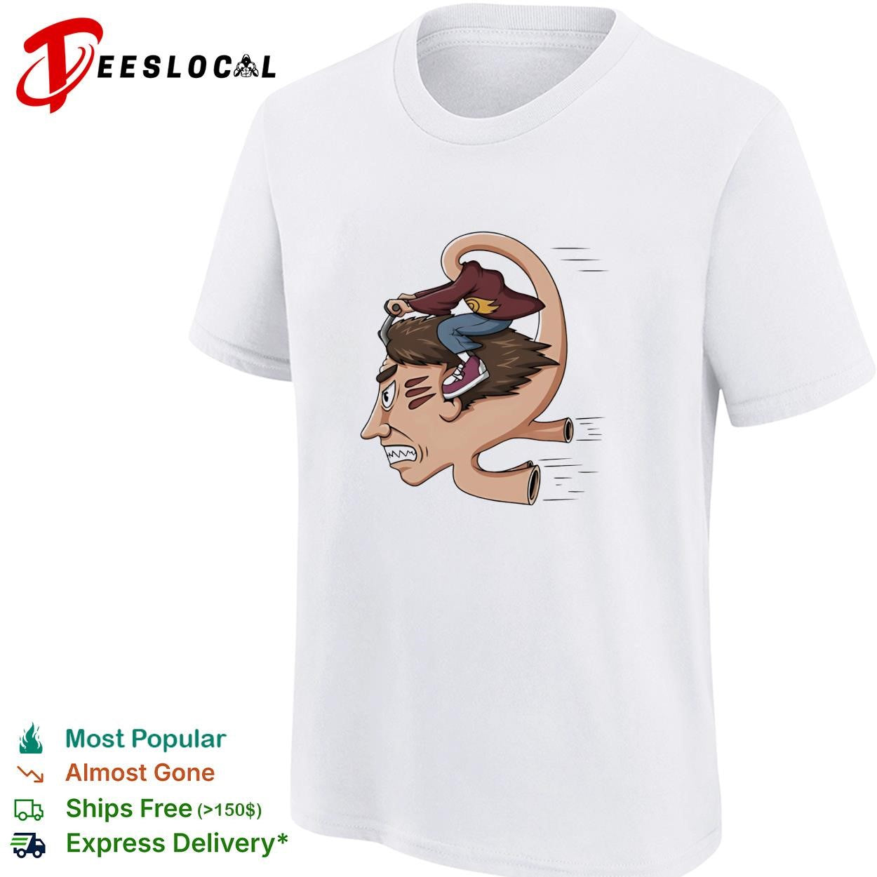 Man riding his own head illustrated shirt