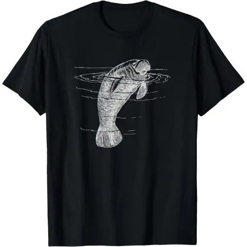 Manatee Illustration Sea Cow Marine Mammal Friendly Manatee T-Shirt Hoodie Sweatshirt | PrintMintTees.com