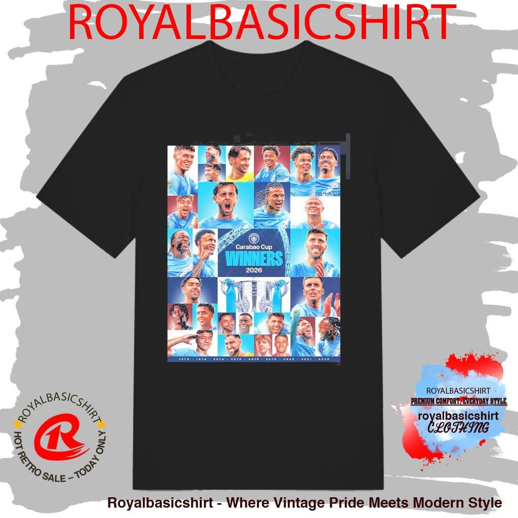 Manchester City 2026 Carabao Cup Winners Members Photo Combined Poster T-Shirt