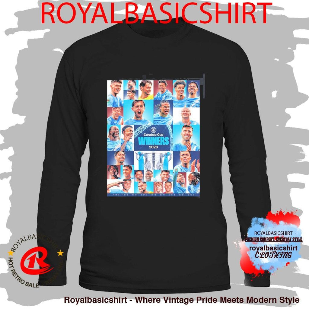 Manchester City 2026 Carabao Cup Winners Members Photo Combined Poster T-Shirt