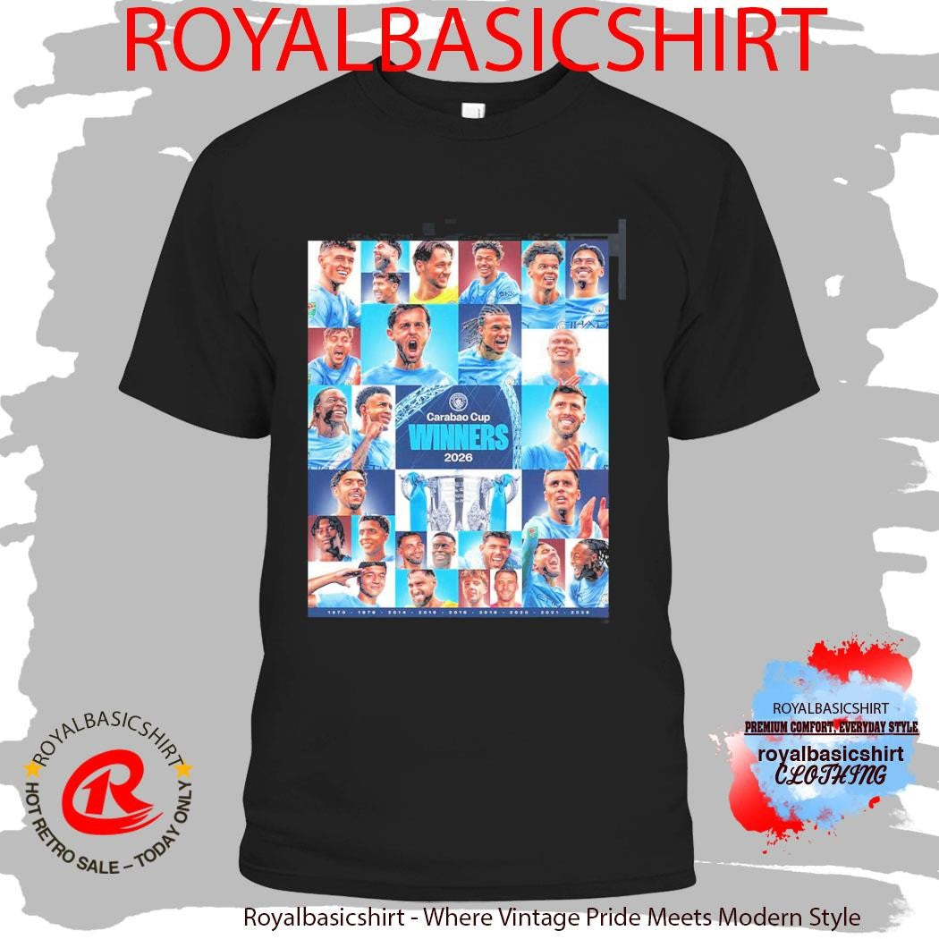 Manchester City 2026 Carabao Cup Winners Members Photo Combined Poster T-Shirt
