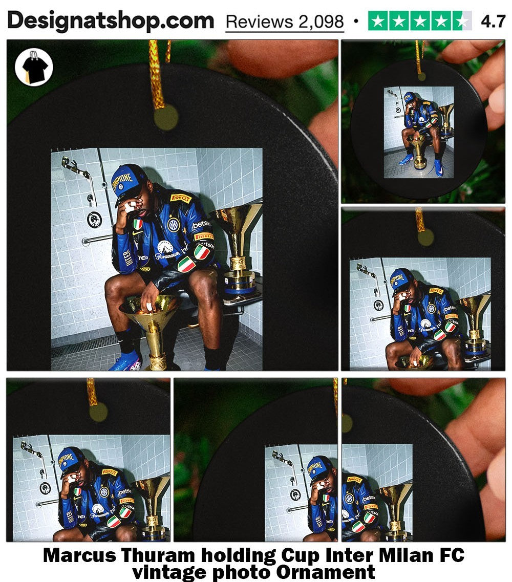 Marcus Thuram holding Cup Inter Milan FC vintage photo shirt
