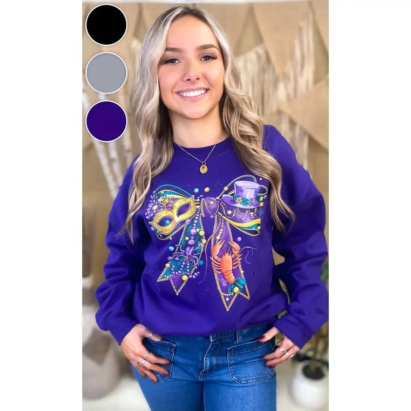 Mardi Gras Bow Graphic Sweatshirt Shirt Hoodie | PrintMintTees.com