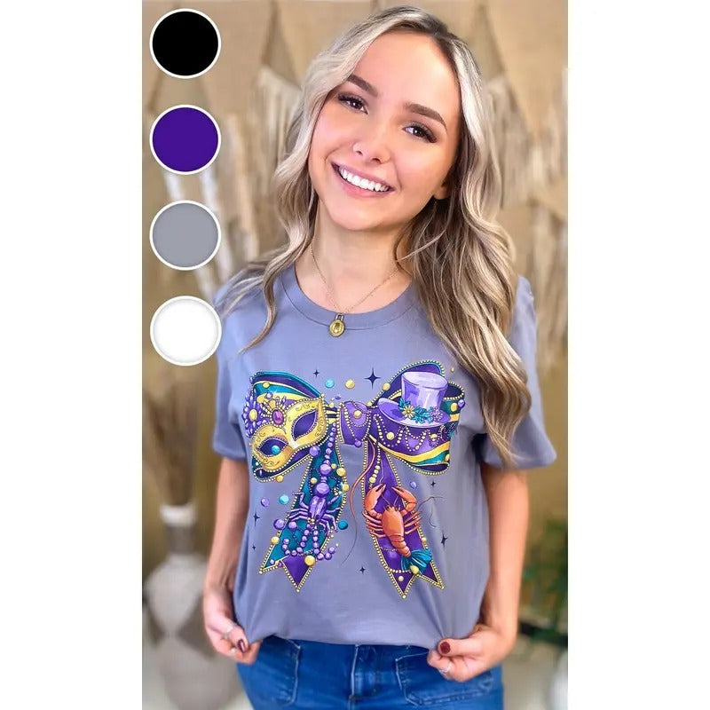 Mardi Gras Bow Graphic T-Shirt Hoodie Sweatshirt | PrintMintTees.com