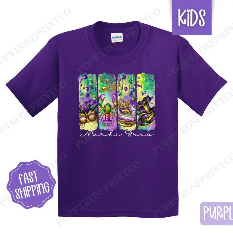 Mardi Gras Kids Shirt - Louisiana Parade Children's Tshirt - Cute Youth Tee Gildan Hoodie Sweatshirt | PrintMintTees.com