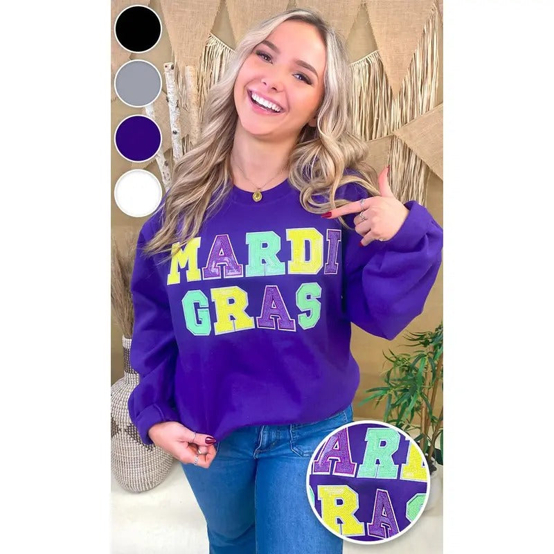 Mardi Gras Sequin Graphic Sweatshirt Shirt Hoodie | PrintMintTees.com