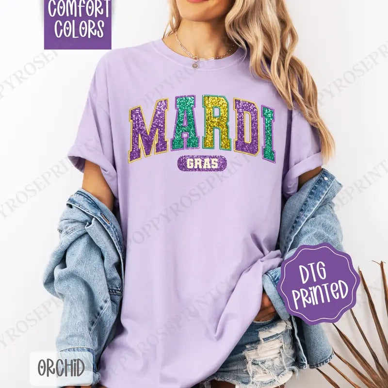 Mardi Gras Shirt Comfort Colors, Louisiana Parade Women's Tee, Holiday Women's Tshirt Hoodie Sweatshirt | PrintMintTees.com