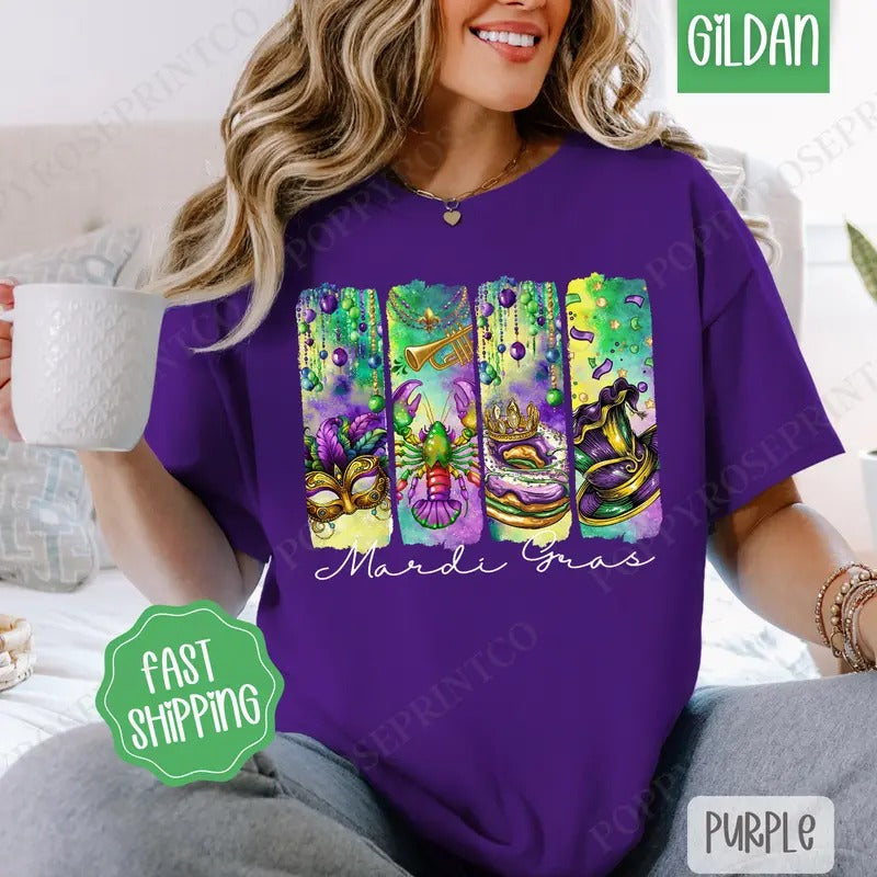 Mardi Gras Shirt Gildan, Fat Tuesday Women's Tee, Louisiana Women's Tshirt Plus Sizes Hoodie Sweatshirt | PrintMintTees.com
