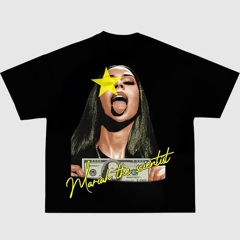 Mariahh The Scientistt Star Yellow Tee Shirt, Graphic Tee Shirt Classic Cotton Hoodie Sweatshirt | PrintMintTees.com