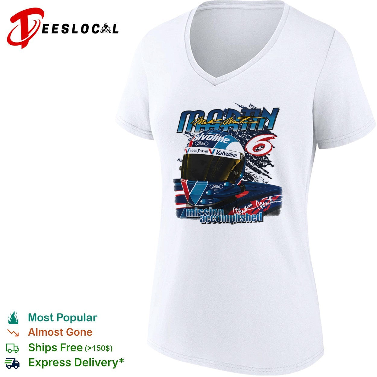 Mark Martin 6 Ford Valvoline NASCAR Mission Accomplished 1999 race shirt