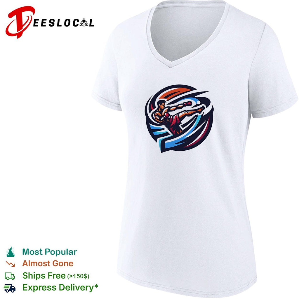 Martial artist kicking logo shirt