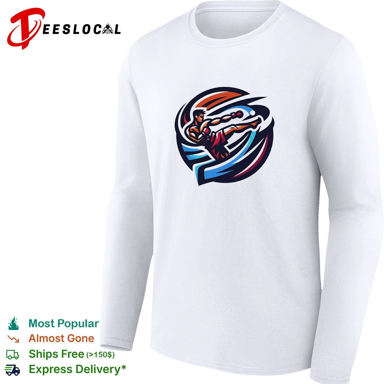 Martial artist kicking logo shirt