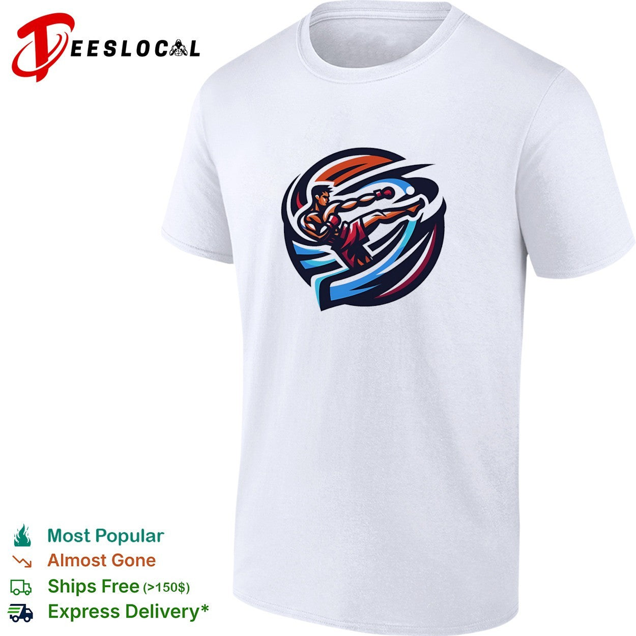 Martial artist kicking logo shirt