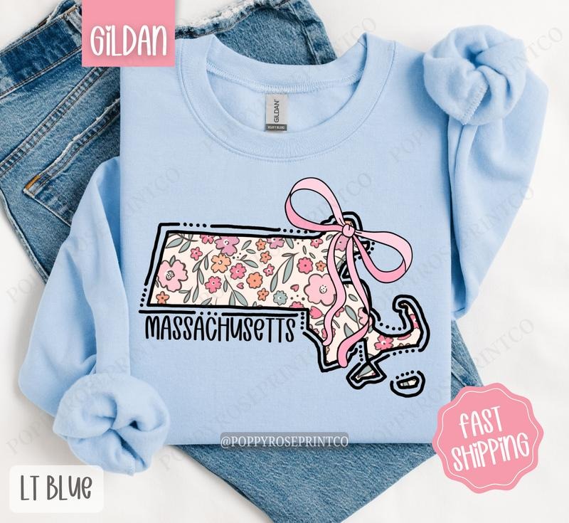 Massachusetts Floral Sweatshirt, Cute Massachusetts Sweatshirt, Massachusetts State Sweatshirt Shirt Hoodie